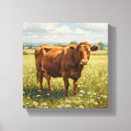 野草草地の牛 キャンバスプリント (正面)