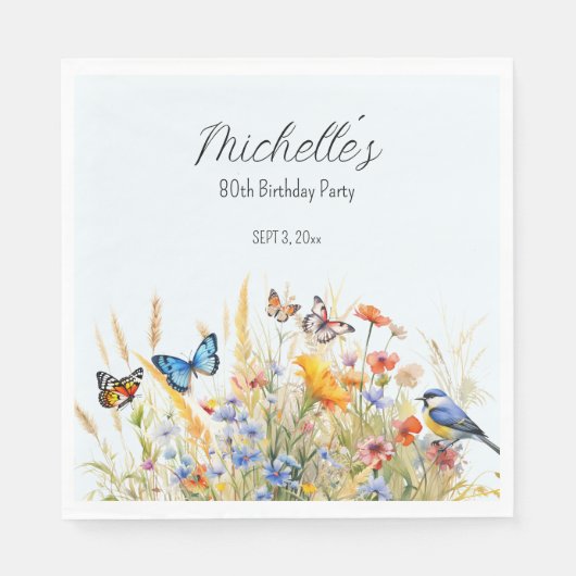 野草蝶の鳥サプライズ80th スタンダードランチョンナプキン (正面)