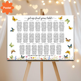 野草蝶23テーブル結婚の座席 ポスター