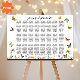 野草蝶24テーブル結婚の座席 ポスター