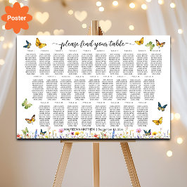 野草蝶27テーブル結婚の座席 ポスター