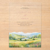 野草野と山素朴の結婚山 アクリル招待状 (正面)