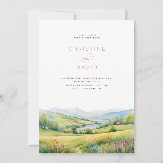 野草野と山素朴の結婚山 招待状 (正面)