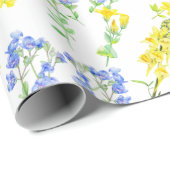 野草黄青色水色植物 ラッピングペーパー (ロールコーナー)