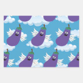 野菜おもしろいナスの風刺食品ユーモア ラッピングペーパーシート (正面2)