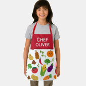 野菜おもしろいフルーツ顔シェフキッズエプロン エプロン (インサイチュ)