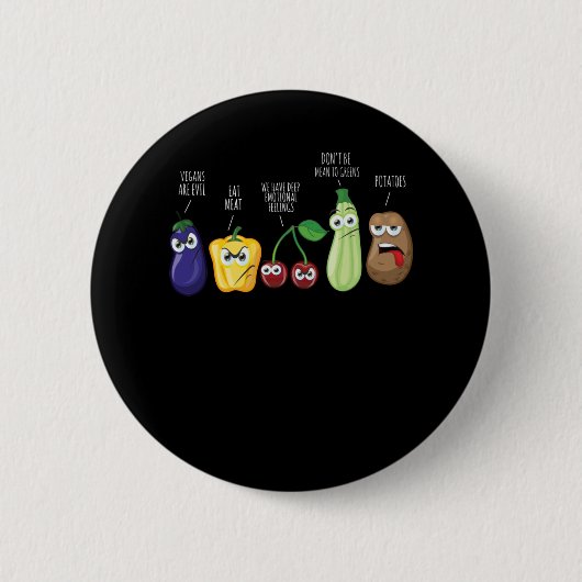 野菜おもしろいユーモアビーガン皮肉引用文 缶バッジ (正面)