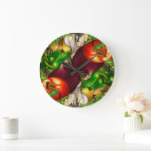 野菜およびハーブのオーガニックで自然な生鮮食品 ラージ壁時計 (ホーム)