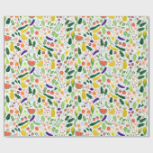 野菜お洒落と果物の柄 ラッピングペーパー (フラット)