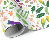 野菜お洒落と果物の柄 ラッピングペーパー (ロールコーナー)