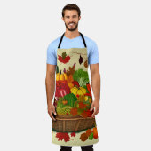 野菜がいっぱい入ったコルヌコピア エプロン (着用した状態)