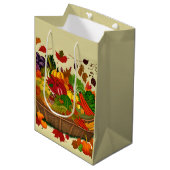 野菜がいっぱい入ったコルヌコピア ミディアムペーパーバッグ (正面アングル)