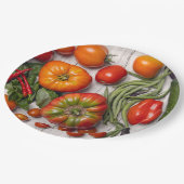 野菜とハーブの収穫 ペーパープレート (アングル)