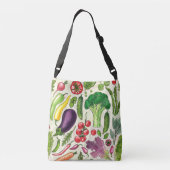 野菜とハーブの庭は白い上で収穫 クロスボディバッグ (裏面)