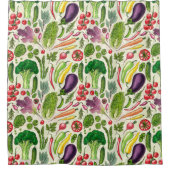 野菜とハーブの庭は白い上で収穫 シャワーカーテン (正面)