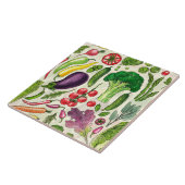 野菜とハーブの庭は白い上で収穫 タイル (側面)