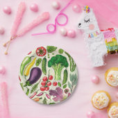 野菜とハーブの庭は白い上で収穫 ペーパープレート (パーティー)