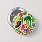 野菜とハーブの庭は白い上で収穫 缶バッジ (正面&裏面)