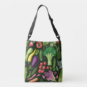 野菜とハーブの庭は黒で収穫 クロスボディバッグ (裏面)