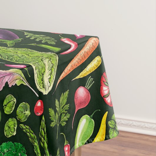 野菜とハーブの庭は黒で収穫 テーブルクロス (インサイチュ)