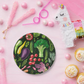 野菜とハーブの庭は黒で収穫 ペーパープレート (パーティー)