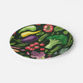 野菜とハーブの庭は黒で収穫 ペーパープレート (アングル)
