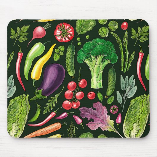 野菜とハーブの庭は黒で収穫 マウスパッド (正面)