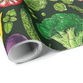 野菜とハーブの庭は黒で収穫 ラッピングペーパー (ロールコーナー)