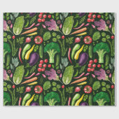 野菜とハーブの庭は黒で収穫 ラッピングペーパー (フラット)