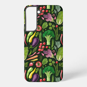 野菜とハーブの庭は黒で収穫 SAMSUNG GALAXY S22+ケース