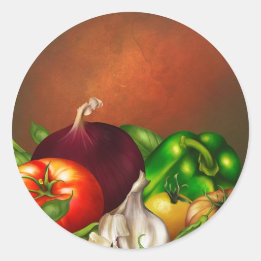 野菜とハーブオーガニック自然野菜の食品 ラウンドシール (正面)
