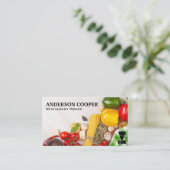 野菜とパスタをテーブルに 名刺 (スタンド正面)