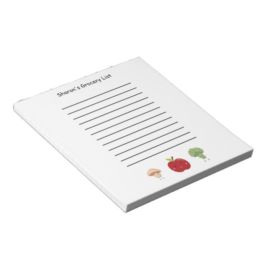 野菜とリンゴのカスタマイズ可能な買い物リスト ノートパッド (アングル)