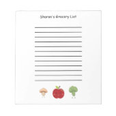 野菜とリンゴのカスタマイズ可能な買い物リスト ノートパッド (正面)