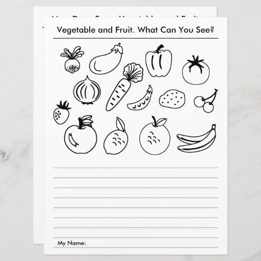 野菜と果物の学校ワークシート (正面/裏面)