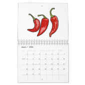 野菜と果物の漫画イラストレーション カレンダー (3月 2026)