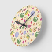 野菜と果物 ラウンド壁時計 (傾斜)