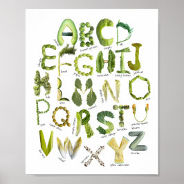 野菜のアルファベット - 緑の野菜を食べよう 子供向け野菜アルファベット ポスター