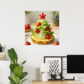 野菜のクリスマスツリー、レタスの葉とチェリー ポスター (ホームオフィス)