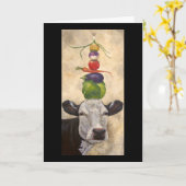 野菜のグリーティングカード付き牛 カード (黄色い花)