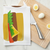 野菜のハンバーガーおよび揚げ物 キッチンタオル (四つ折り)