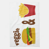 野菜のハンバーガーおよび揚げ物 キッチンタオル (縦)