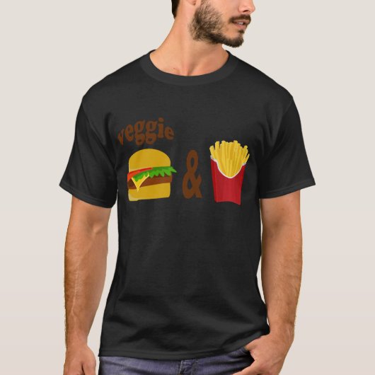 野菜のハンバーガーおよび揚げ物 Tシャツ (正面)