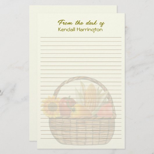 野菜のバスケットが並パーソナライズされたんだ 便箋 (正面/裏面)