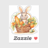 野菜のバスケットに入ったウサギ シール (シート)