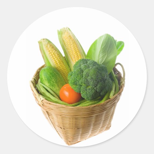 野菜のバスケット ラウンドシール (正面)