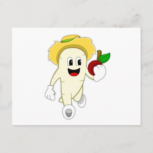 野菜のラディッシュが農業をしながら果物を持っている ポストカード (正面)