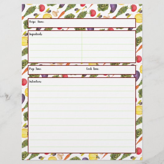 野菜の料理シート (正面)