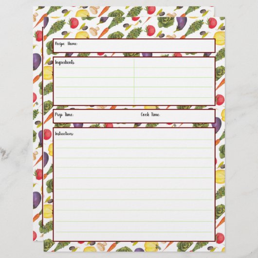 野菜の料理シート (正面/裏面)