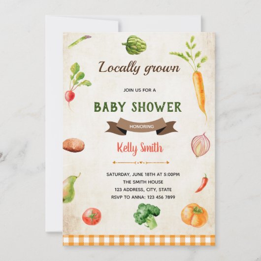 野菜の農場市場をテーマにした招待状 招待状 (正面)
